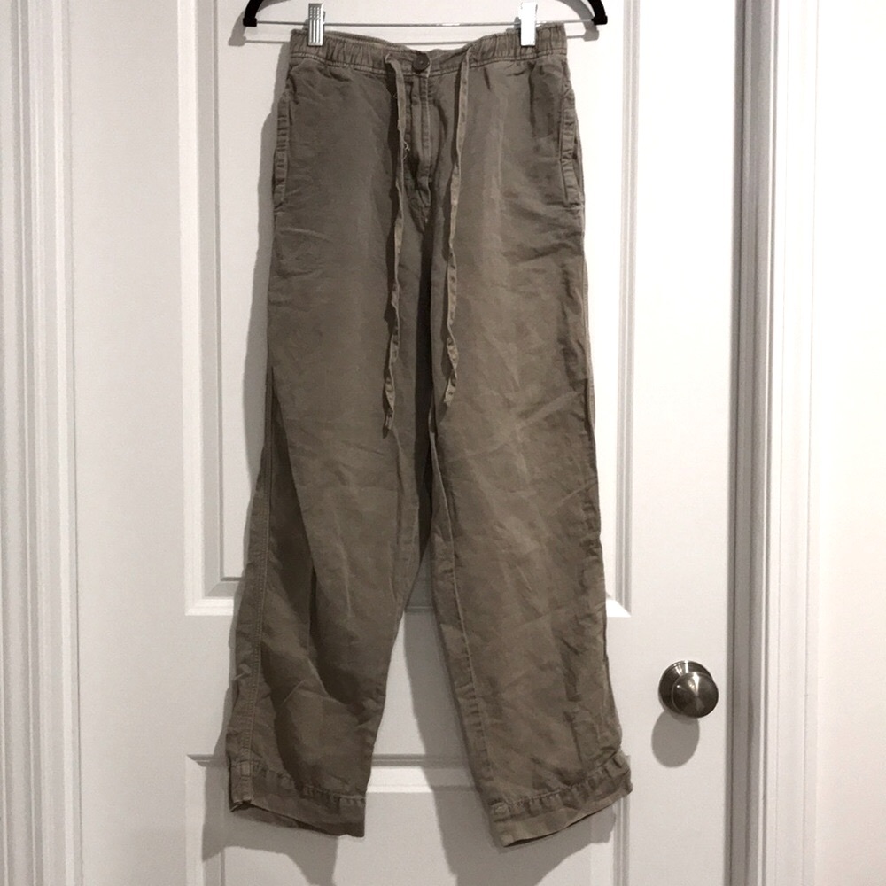 ZARA Linen/Cotton Drawstring Pants in Khaki